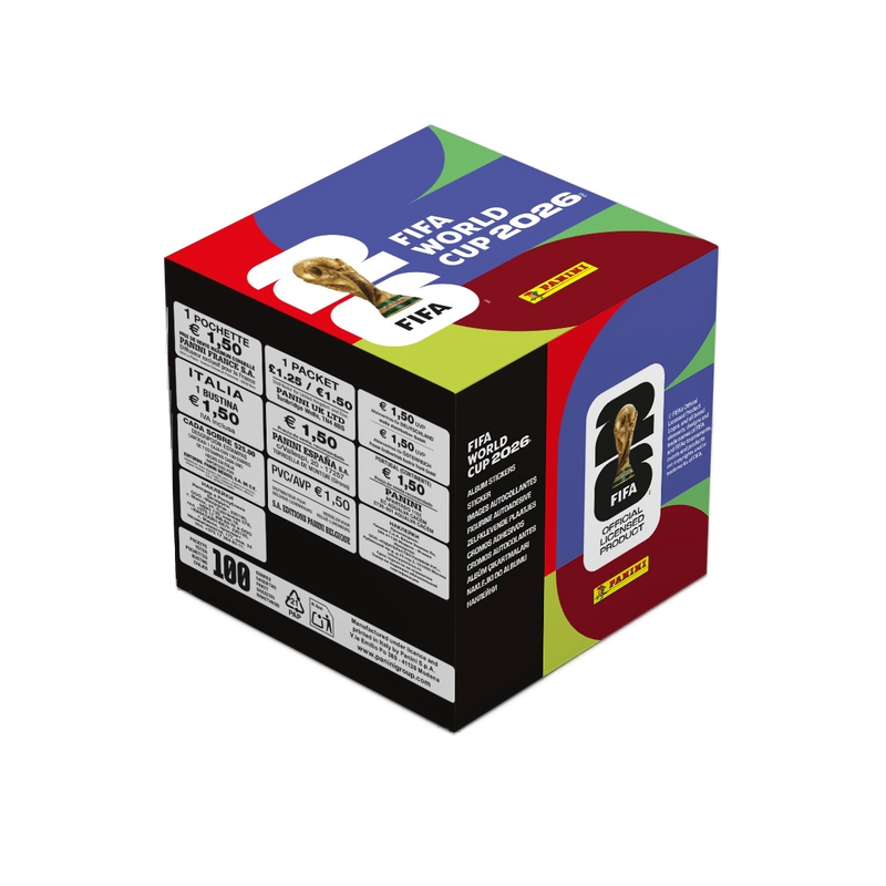 Caja oficial con 100 sobres FIFA 2026