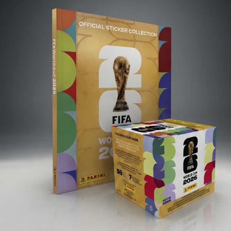 Combo Álbum Tapa Dura Dorado más caja de 50 sobres FIFA 2026